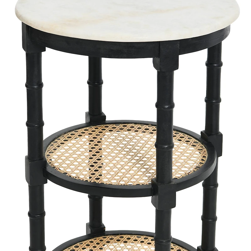Hello Honey® 28" Round Wood End Table with Marble Top