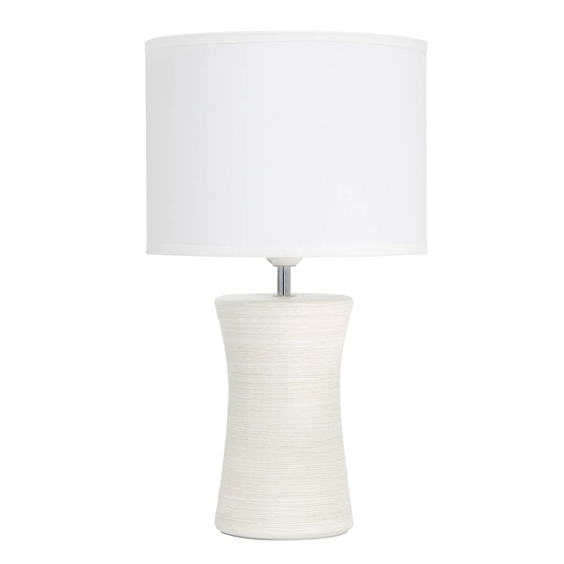 Simple Designs White Shade Ceramic Hourglass Table Lamp