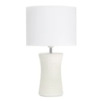 Simple Designs White Shade Ceramic Hourglass Table Lamp
