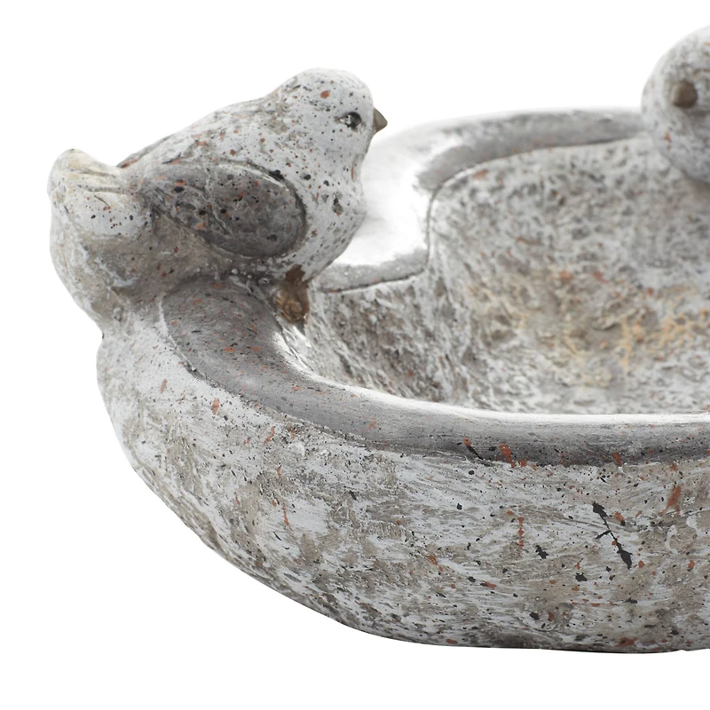 15" Gray Polystone Country Birds Garden Sculpture