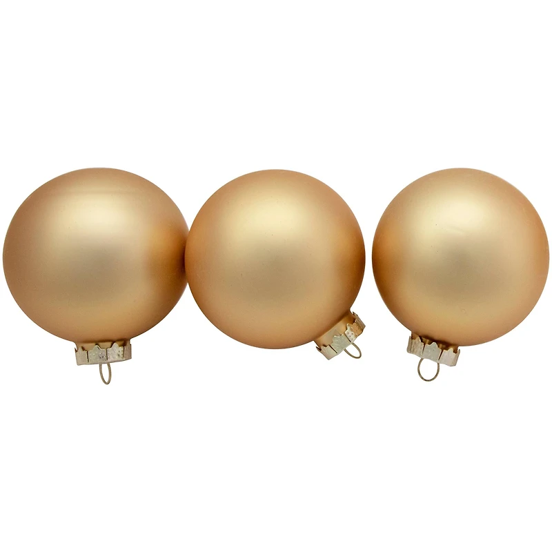 6ct. 3" Champagne Gold 2-Finish Glass Ball Ornaments