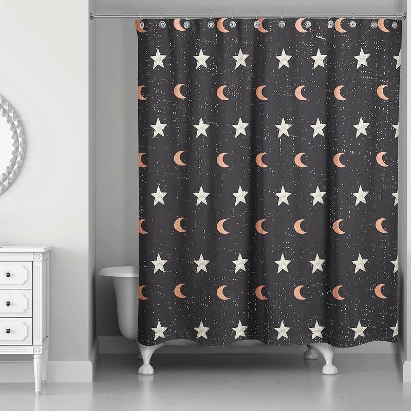 Moon & Stars Pattern Shower Curtain