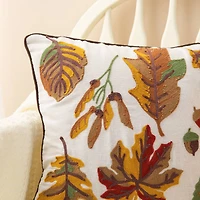 Glitzhome® Embroidered Fall Leaves Pillow