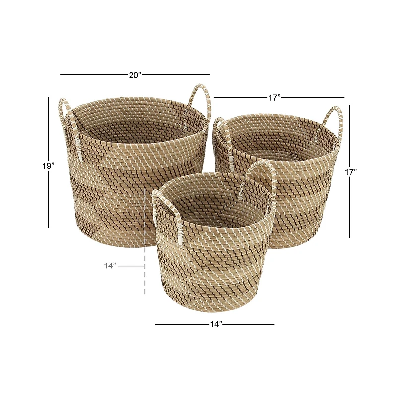 Beige Seagrass Modern Storage Basket Set