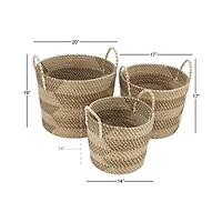 Beige Seagrass Modern Storage Basket Set