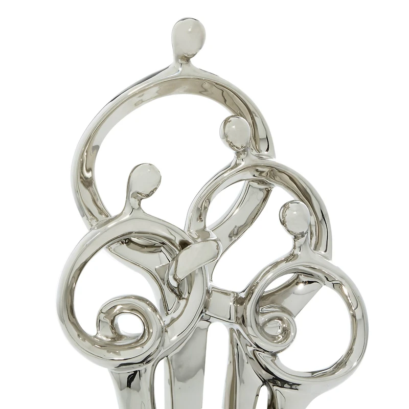 21" Silver Porcelain Family Sculpture