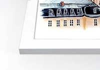 Paris City Rooftops Wall Print in White Frame