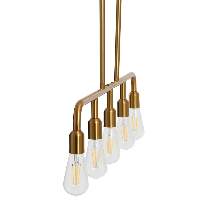 Hello Honey® Robert Stevenson Lighting Benson Exposed Bulb Metal 5-Light Linear Chandelier