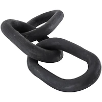 23" Matte Black Distressed Wood 3-Link Chain Sculpture