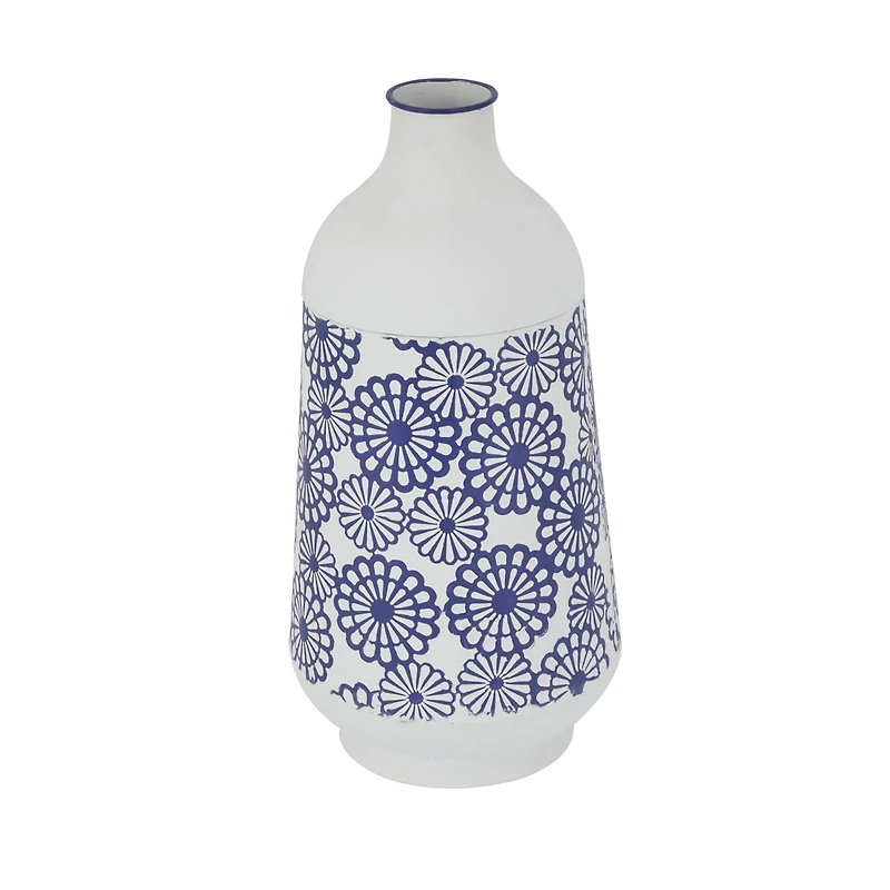 White Iron French Country Vase, 16" x 8" x 8"