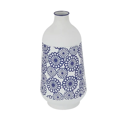 White Iron French Country Vase, 16" x 8" x 8"