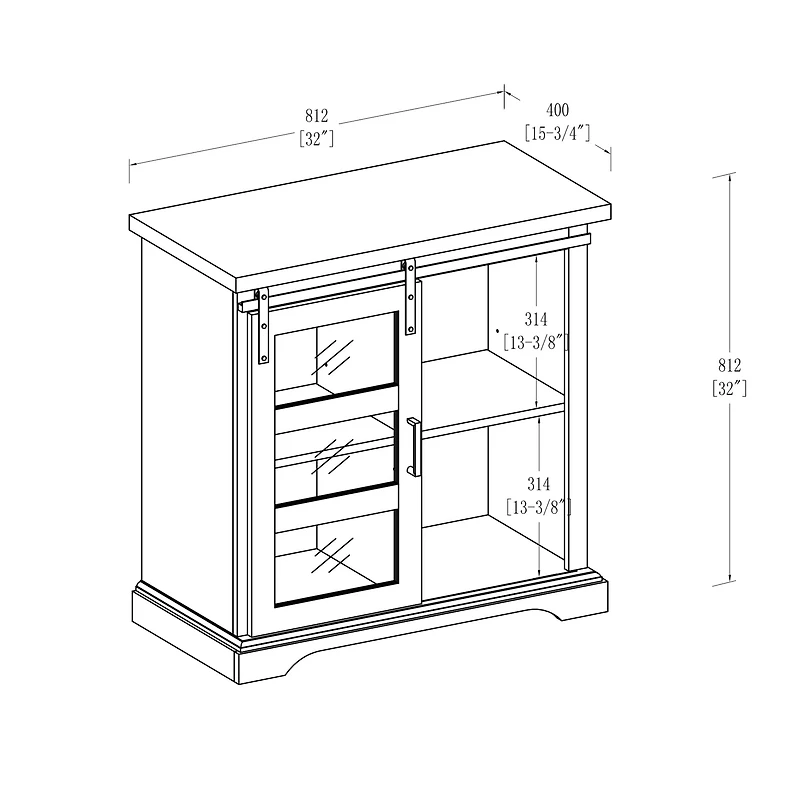 Walker Edison 32" Solid White Sliding Glass Door Modern Accent Cabinet