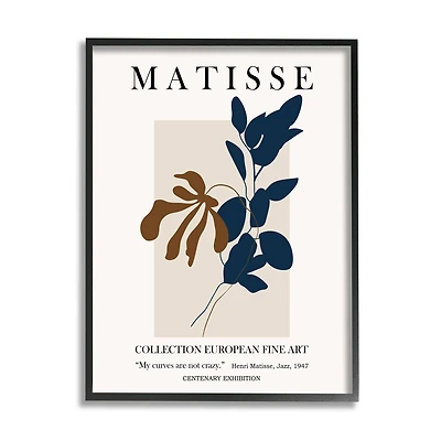 Stupell Industries Bold Modern Botanicals Leaf Silhouettes Matisse Text Framed Giclee Art