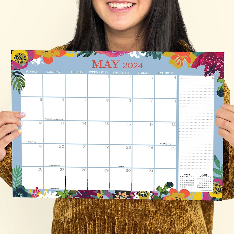 TF Publishing 2024 Floral Medium Desk Pad Monthly Blotter Calendar