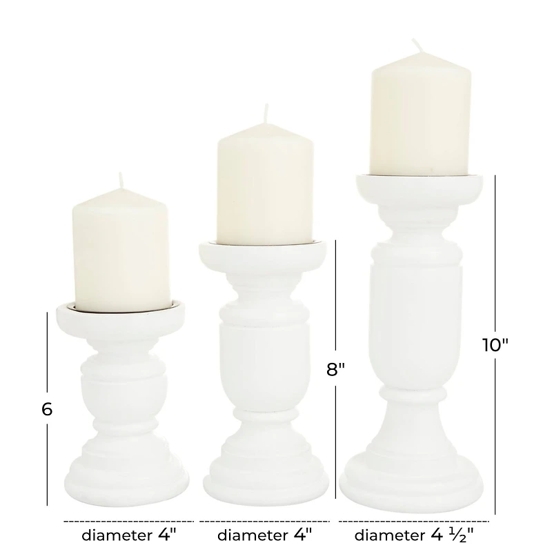 White French Country Candle Holder Set