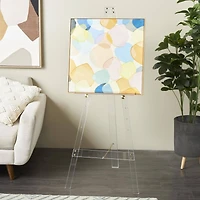 56" Clear Acrylic Plastic Adjustable 7-Tier Display Easel with Gold Metal Hardware & Chain Support