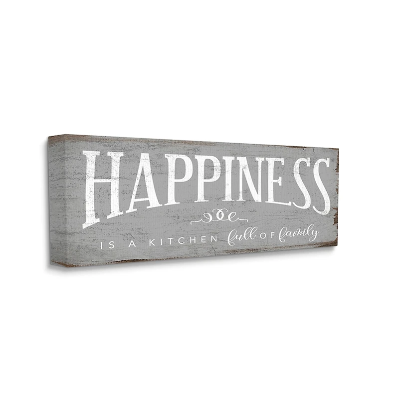 Stupell Industries Happiness is A Full Kitchen Phrase Distressed Paint Canvas Wall Art