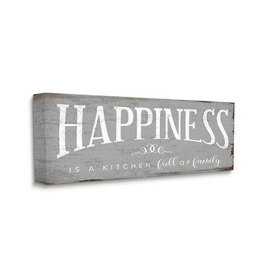 Stupell Industries Happiness is A Full Kitchen Phrase Distressed Paint Canvas Wall Art