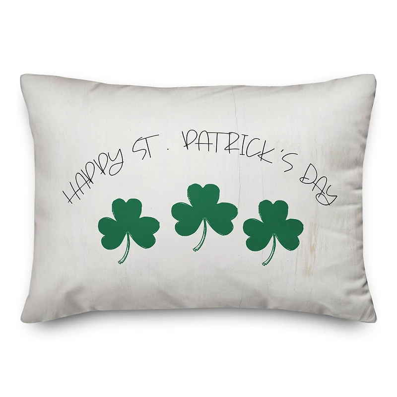 Happy Patricks Day Clover 14" x 20" Throw Pillow