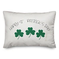 Happy Patricks Day Clover 14" x 20" Throw Pillow