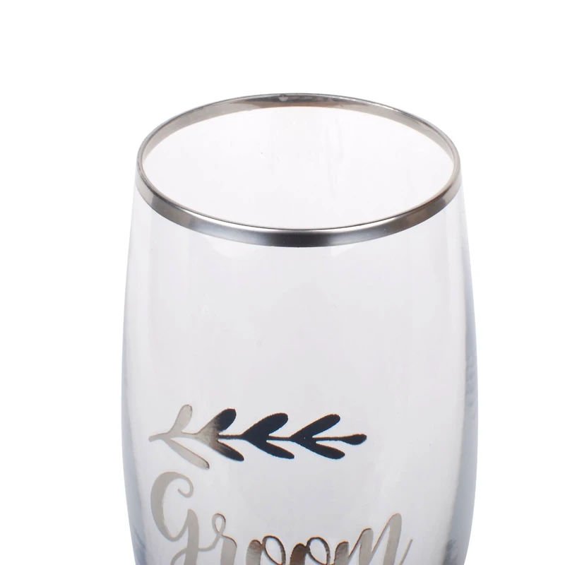 6 Pack: Silver Groom Toasting Flute by Celebrate It™