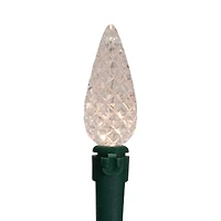 Battery Operated LED C6 Faceted Christmas Lights - Warm White  - 15.75' Green Wire  - 50ct