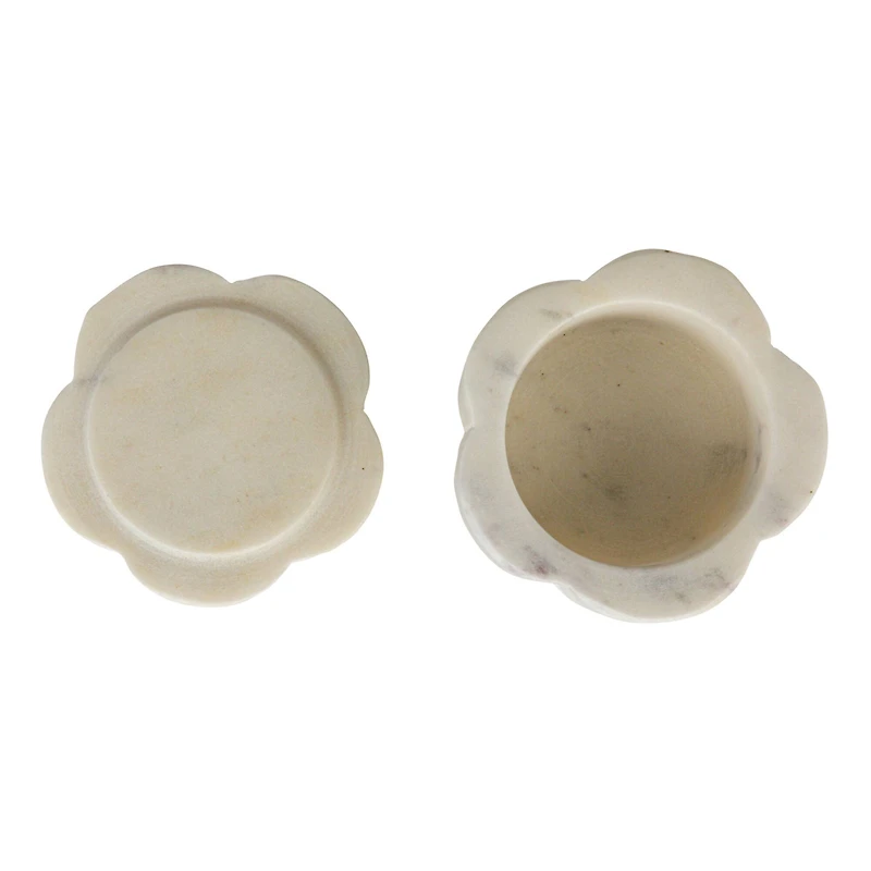 Hello Honey Elegant White Marble Pinch Pot with Lid