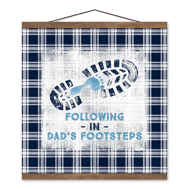 Following in Dad's Footsteps Teak Hanging Canvas