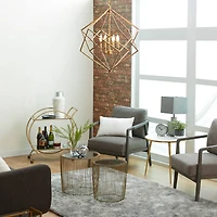 30" Gold Iron Modern Caged Chandelier