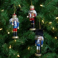 3ct. 5.25" Glittery Nutcracker King Soldier and Drummer Ornaments