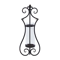 Black Iron Traditional Candle Wall Sconce, 25" x 10" x 6"