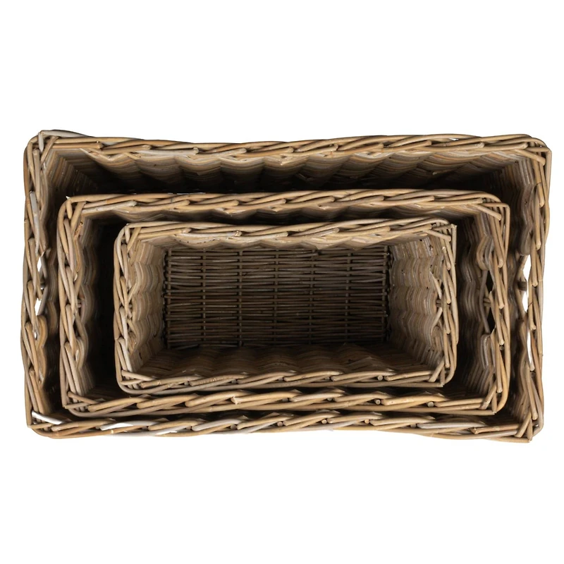 Hello Honey® Natural Rectangular Woven Rattan Nesting Basket Set