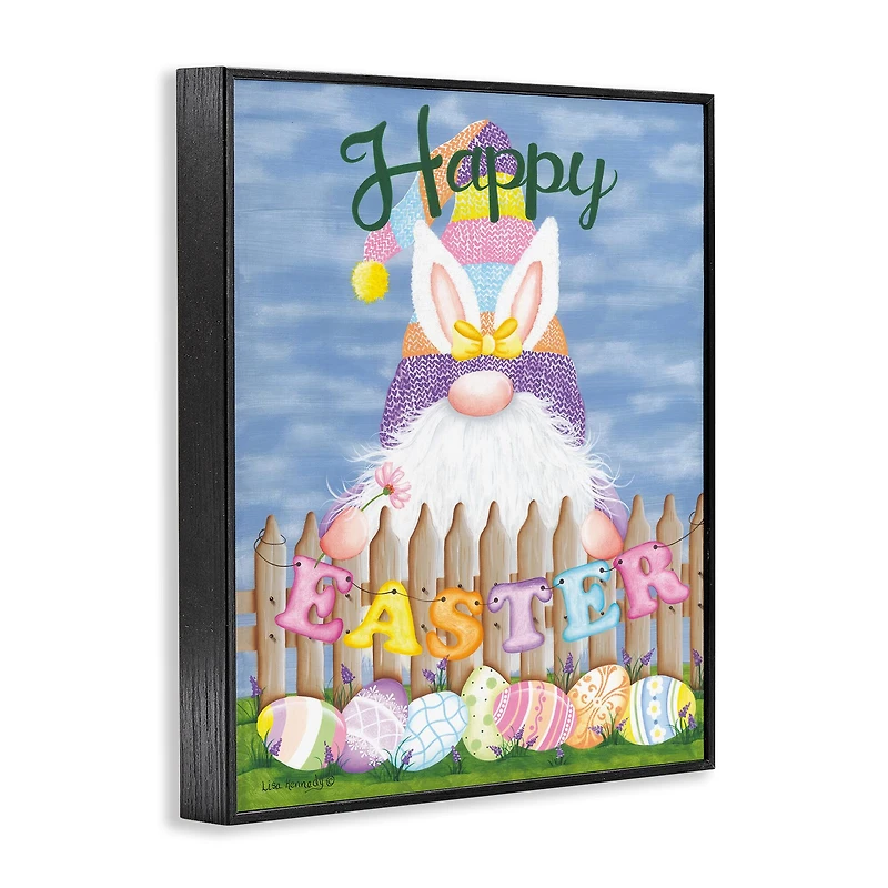 Stupell Industries Happy Easter Garden Gnome Eggs Framed Giclee Art
