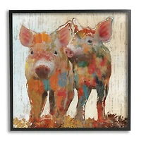 Stupell Industries Rustic Farm Pigs Abstract Contemporary Patchwork Pattern Framed Wall Art