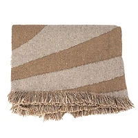 Hello Honey® Brown & Beige Wave Design Woven Reclaimed Cotton Blend Throw with Fringe