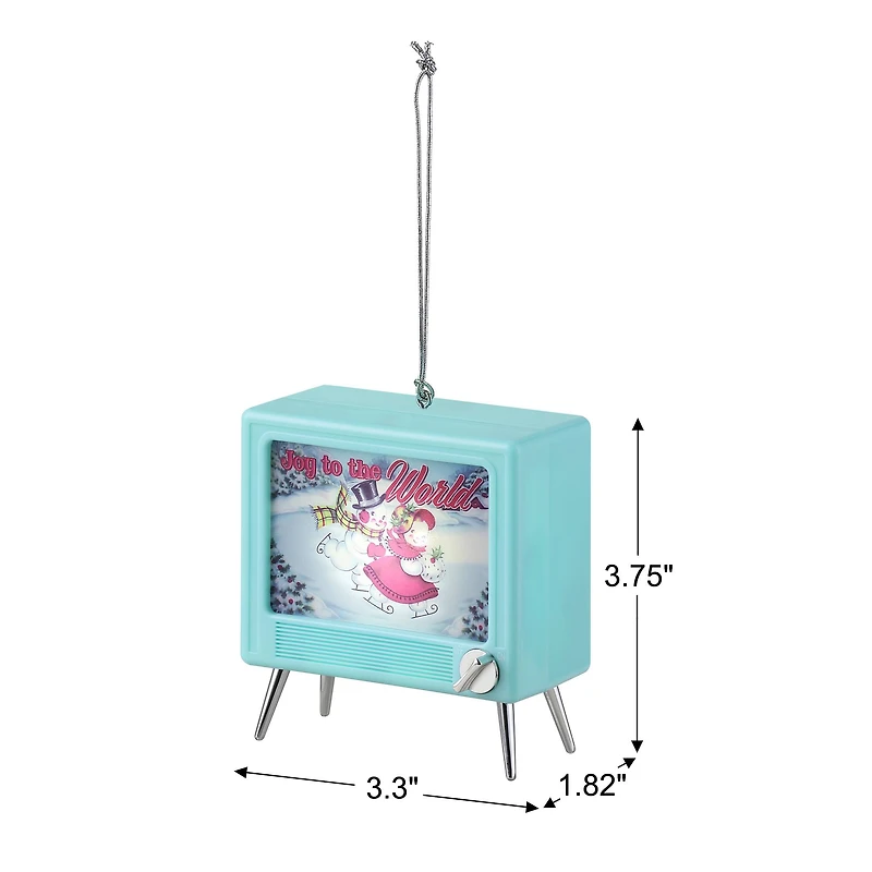 Teal Plastic Musical LED TV Ornament