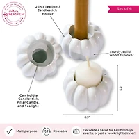 Kate Aspen White Pumpkin 2-in-1 Tealight Candlestick Holder Set, 6ct.