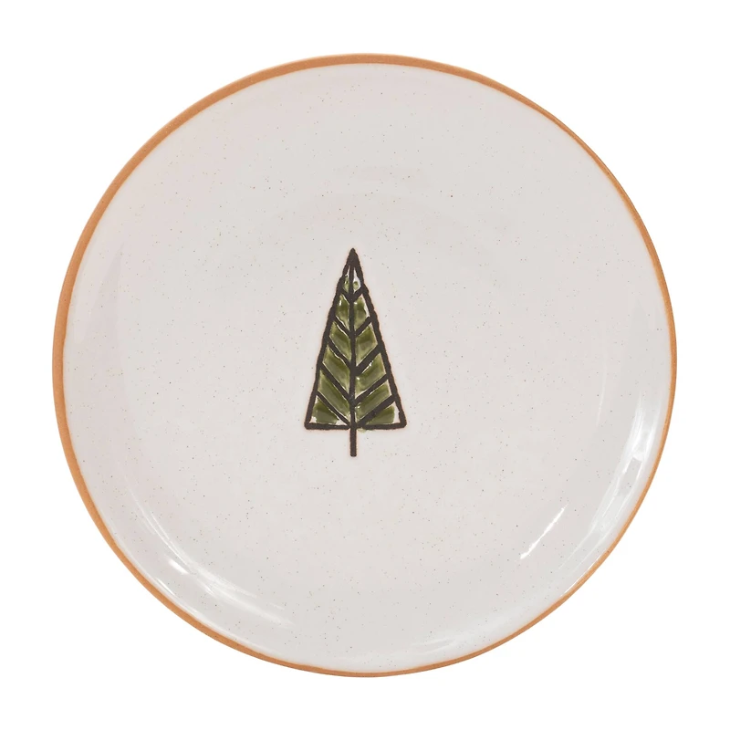 Ceramic Pine Tree Plate, Set of 4