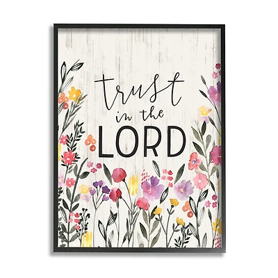 Stupell Industries Trust in the Lord Proverb Spring Watercolor Flowers in Frame Wall Art