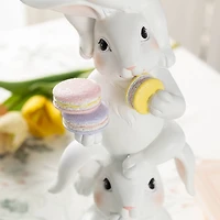 Glitzhome® 17.5" Easter Resin Stacked Bunny with Macaron Table Decor