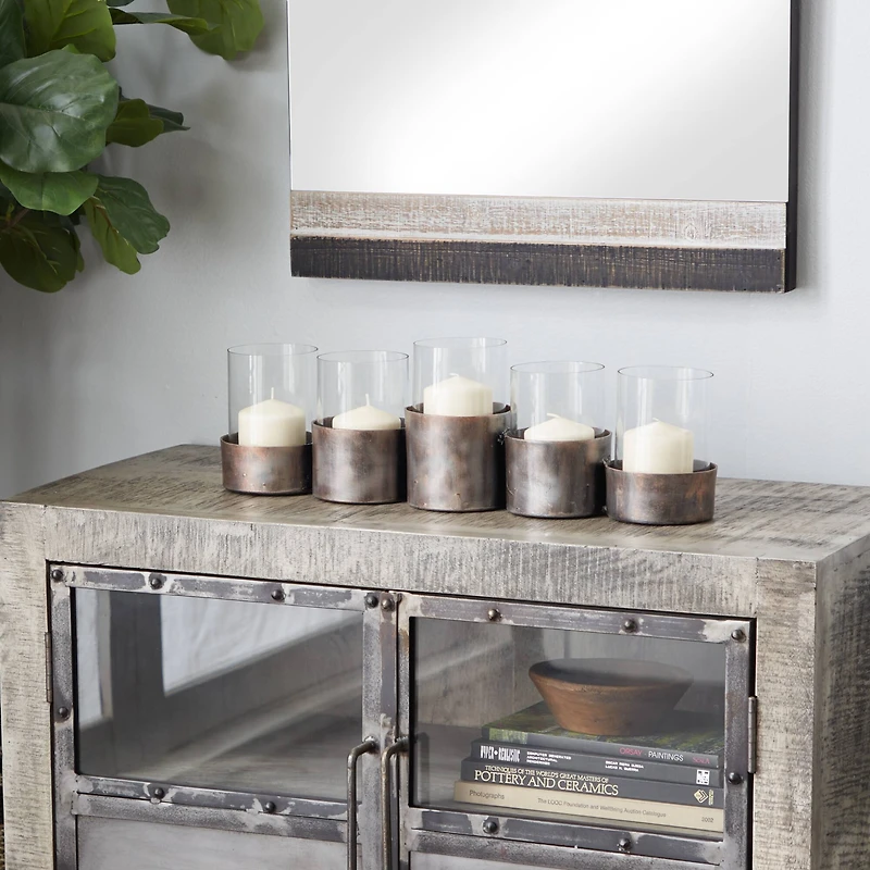 23" Black Iron Modern Candlestick Holder