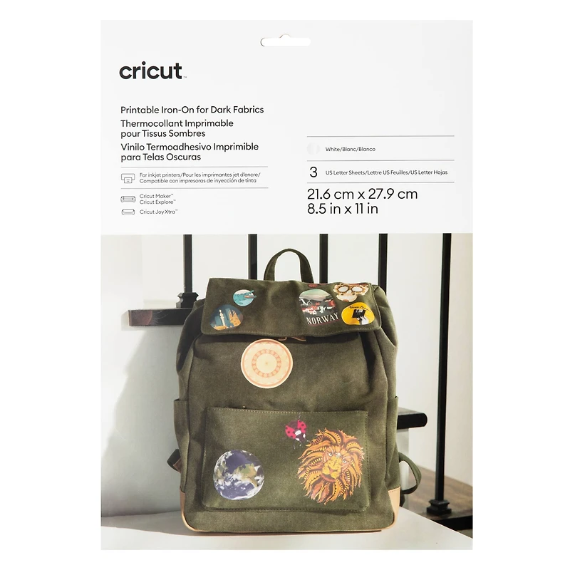 Cricut® US Letter Printable Iron-On For Dark Fabrics, 3ct.
