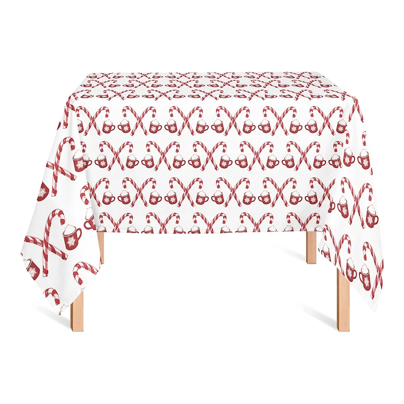 58'' Candy Cane Hot Chocolate Tablecloth