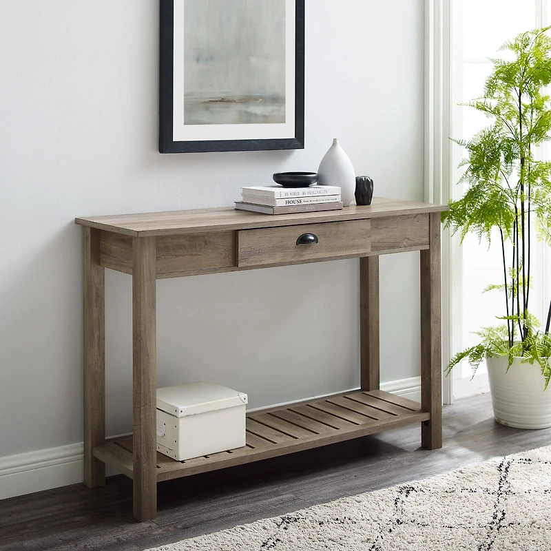 Walker Edison Gray Wash Country Entry Table