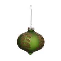 4.25" Green with Leaf Glass Onion Ornament by Ashland®