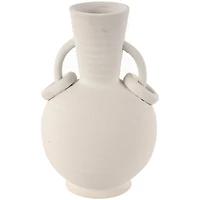 13" Ceramic Textured Vase with Ring Handles