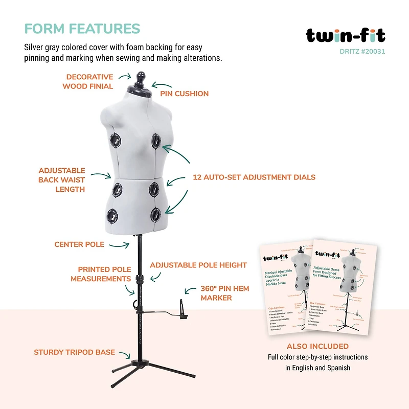Dritz® Twin-Fit Small Dress Form with Adjustable Tri-Pod Stand