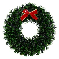17" Pre-Lit LED Green Tinsel Artificial Wreath With Bow