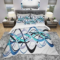 Designart 'Blue and Silver Helix' Modern & Contemporary Bedding Set