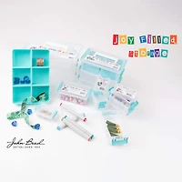 John Bead 4.5" Joy Filled Clear & Turquoise Stackable Containers With Lids